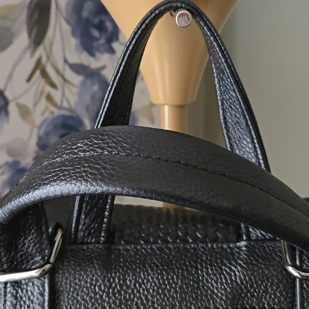 Black Woven Leather Cannci Backpack Bag
